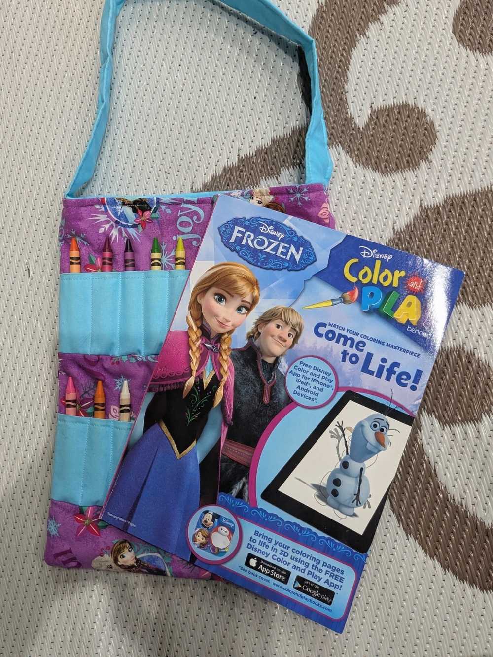 Disney Frozen Crayon Tote Bag - Purple & Light Blue